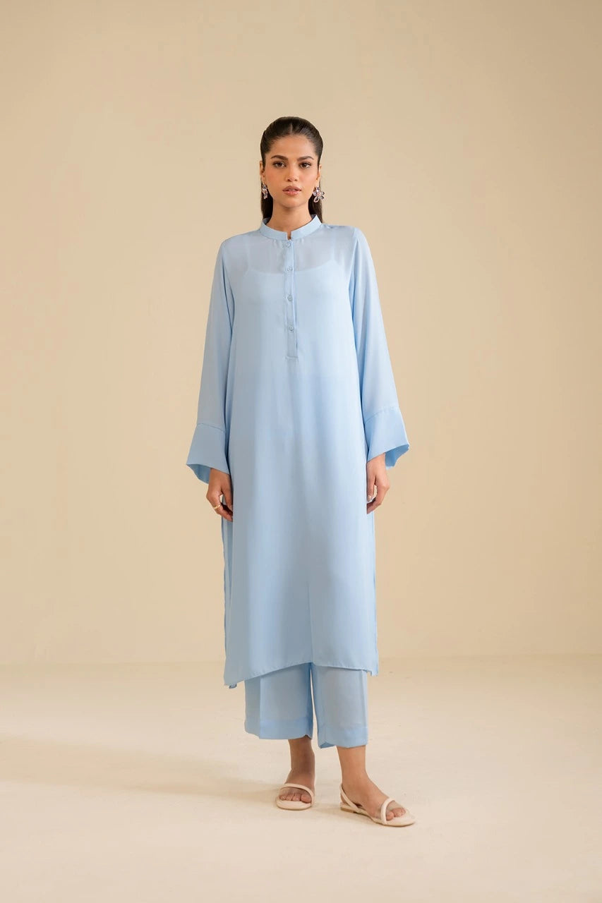 2 Piece Solid Georgette Suit Pret SS - 25