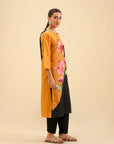 Women's Lawn Shirt with Color Block Floral Design