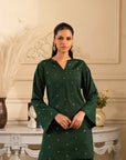 Women’s 2 Piece Embroidered Raw Silk Suit design in Pakistan – stylish festive wear