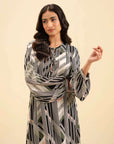 Women’s Loose Fit Kaftan with Abstract Print – Modern & Chic Outfit