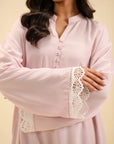 Women’s Solid Pink Lace Kurta with Matching Pants – Trendy & Chic Suit