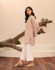 Women’s embroidered khaddar shirt, available online for both casual and formal occasions, Light Brown Color
