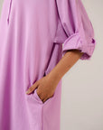 Women's solid blended shirt pink - casual oversized button down with chest pocket detail