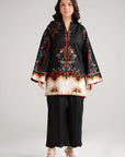 Black ethnic embroidered kurta for women Pakistan - multicolor printed cambric shirt mommy and me statement outfit Beyond East