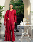 3 Piece Embroidered Raw Silk Suit