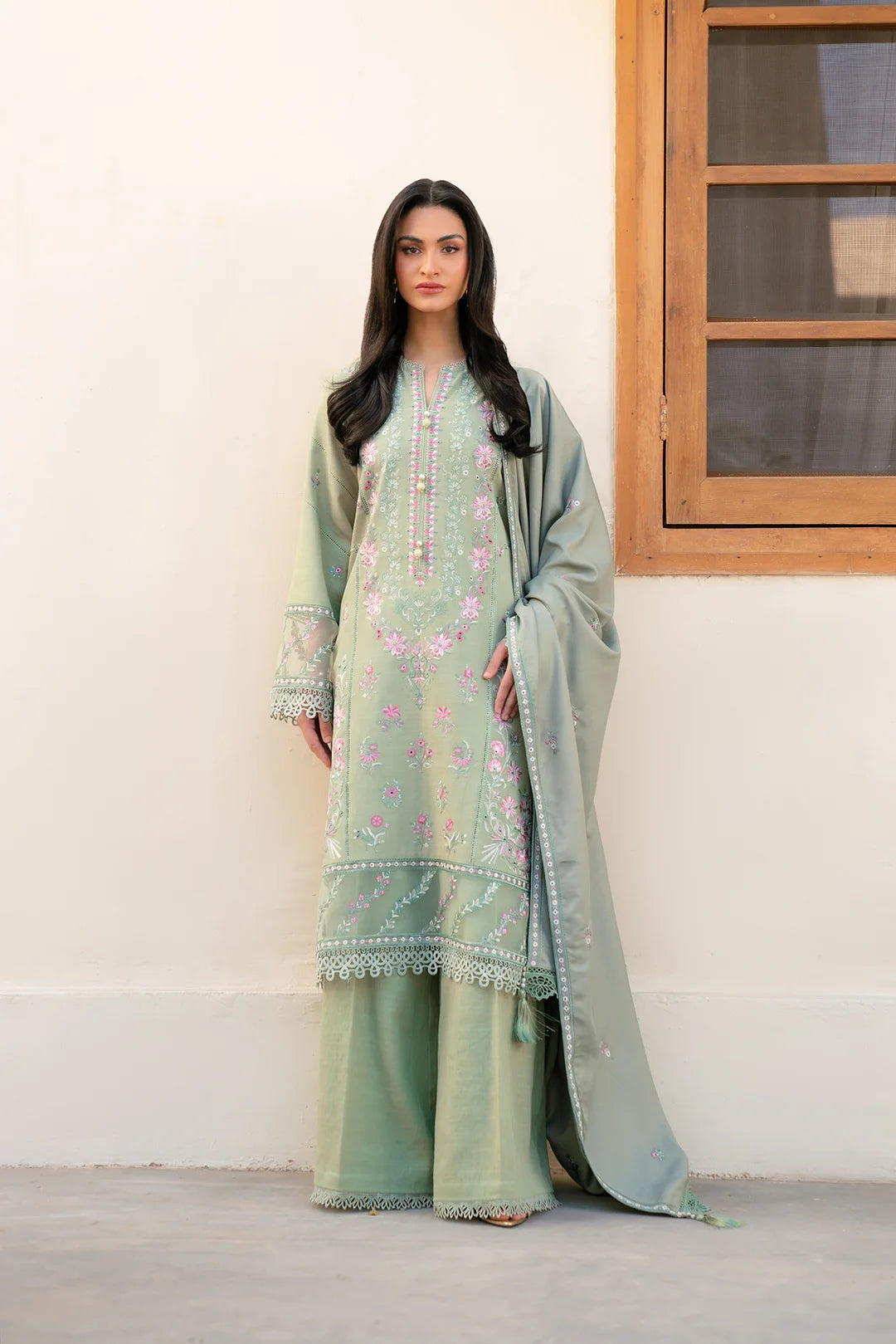 3 Piece Embroidered Khaddar Suit Unstitched Winter-24