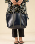 Blue Faux Leather Tote Bag Beyond East Official
