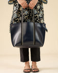 Blue Faux Leather Tote Bag Beyond East Official