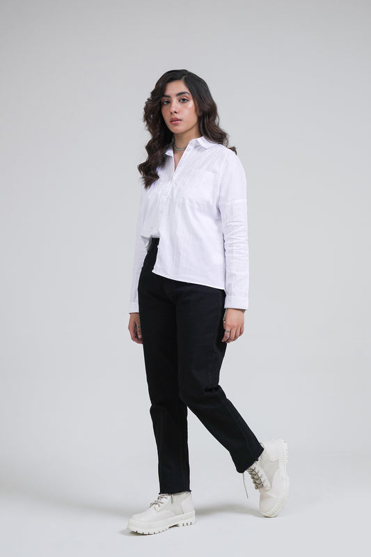 Pleated Button-up Shirt