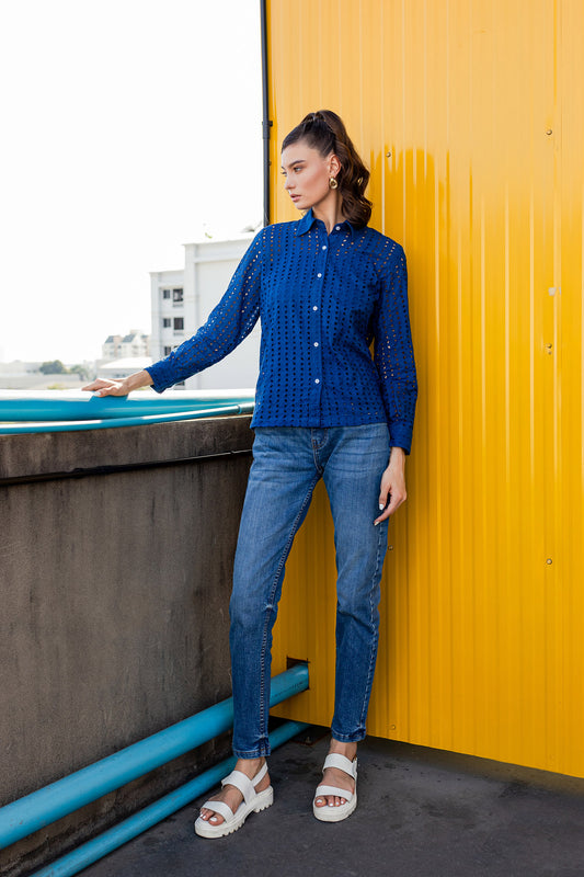 Schiffli Button-up Shirt