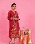 Shop online embroidered khaddar shirt for women, perfect for casual and formal wear