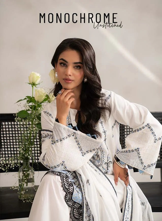 Monochrome Unstitched clothes for women in pakistan
