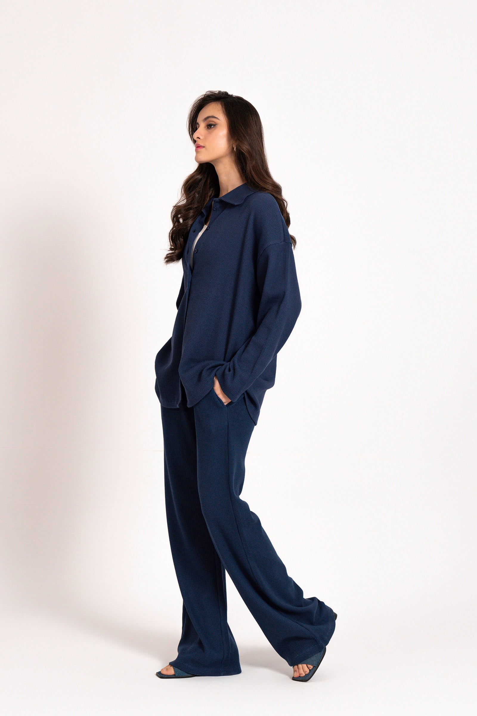 Navy Button down Set SUMMER-24