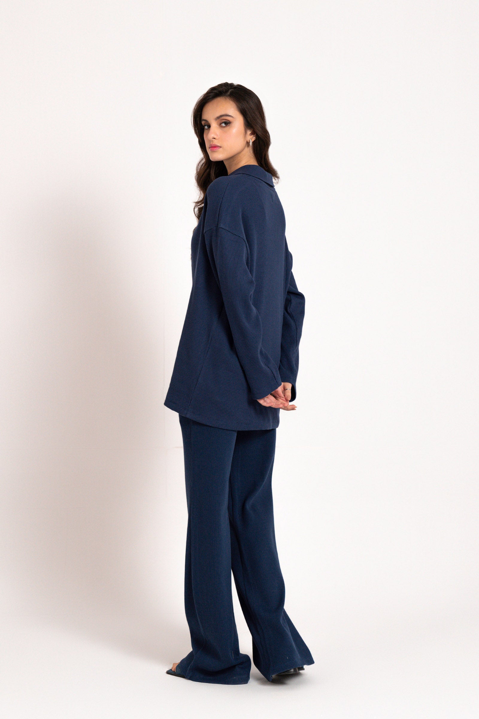 Navy Button down Set SUMMER-24