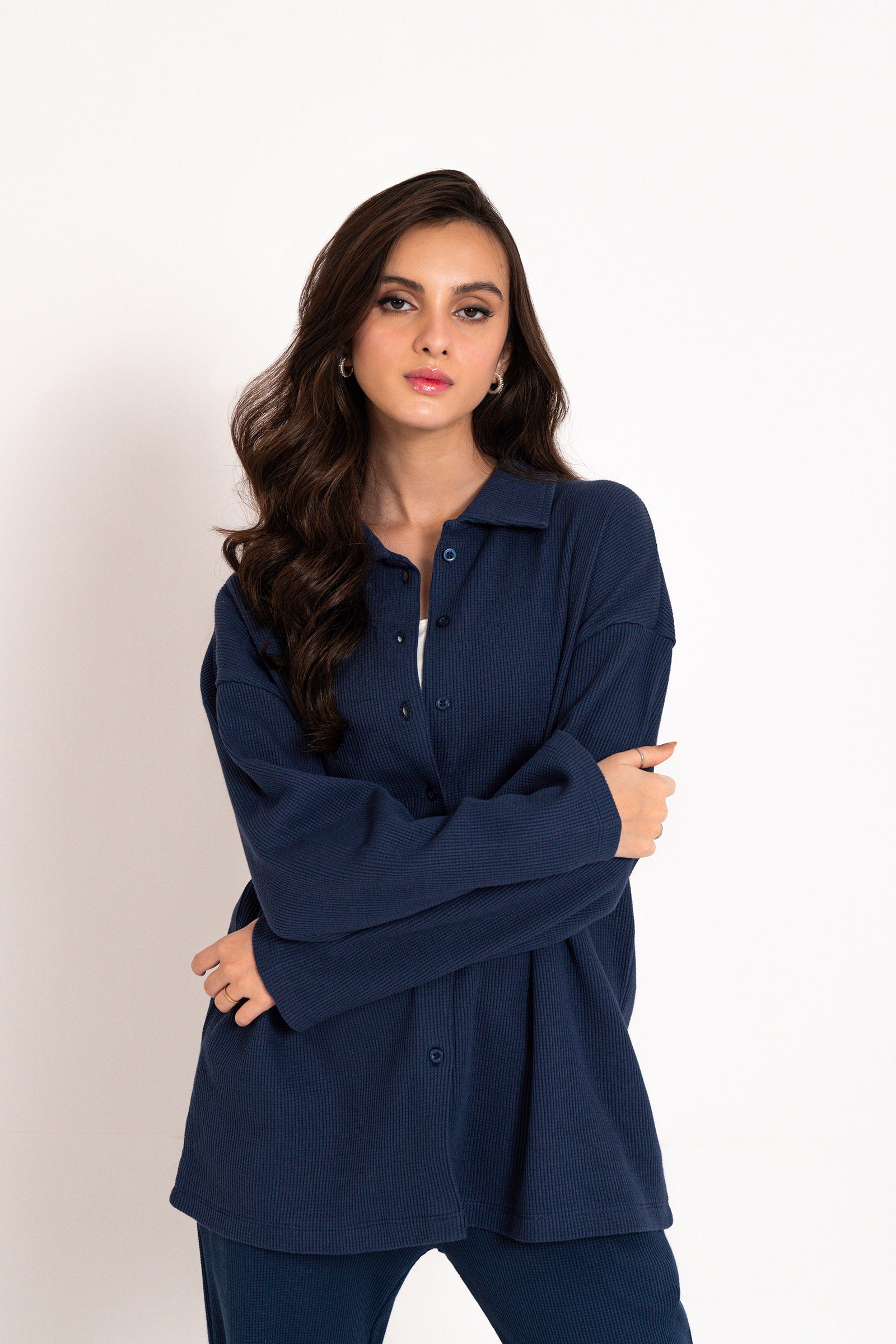 Navy Button down Set SUMMER-24