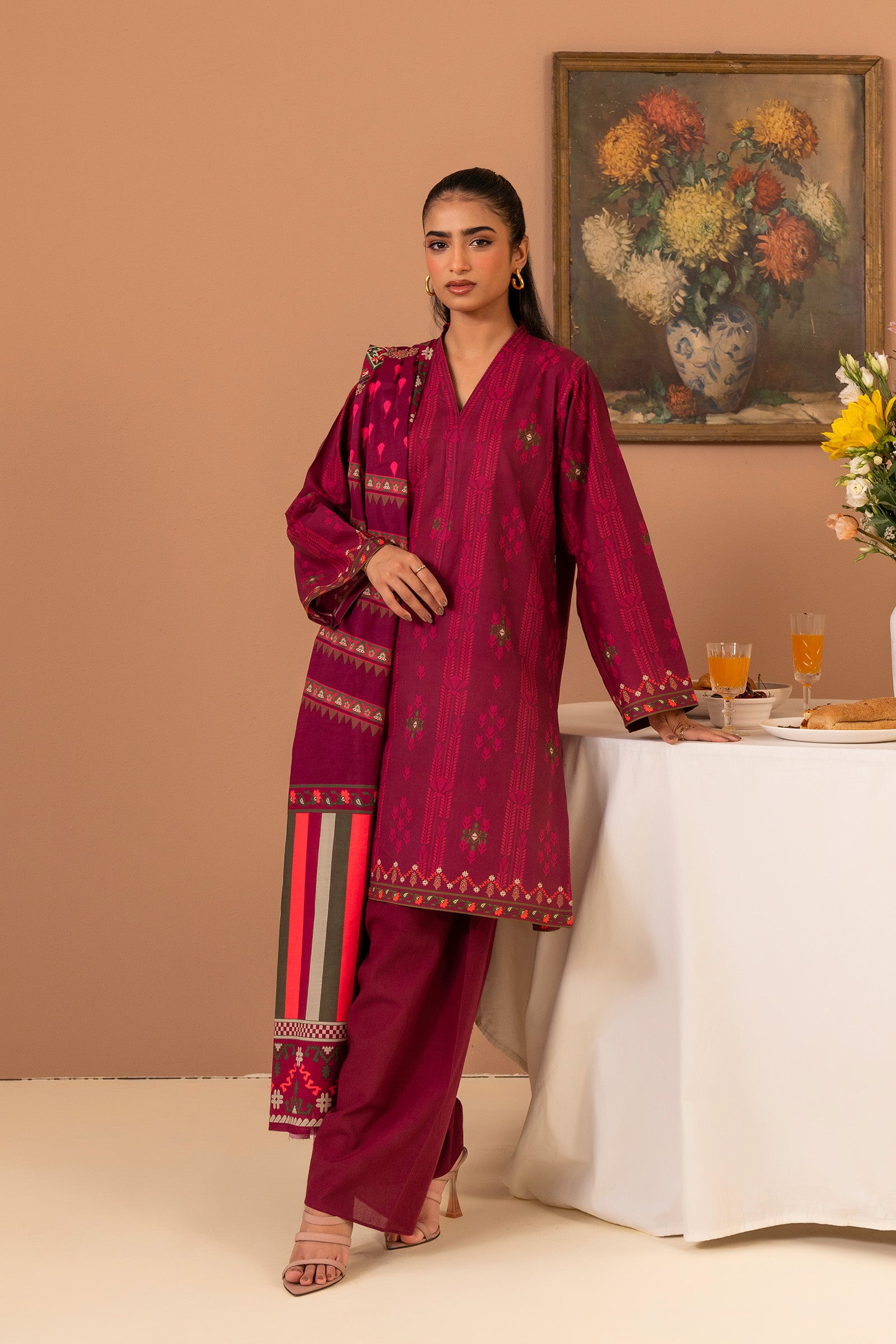 1 PC Printed Suit (Unstitched) Beyond East Official