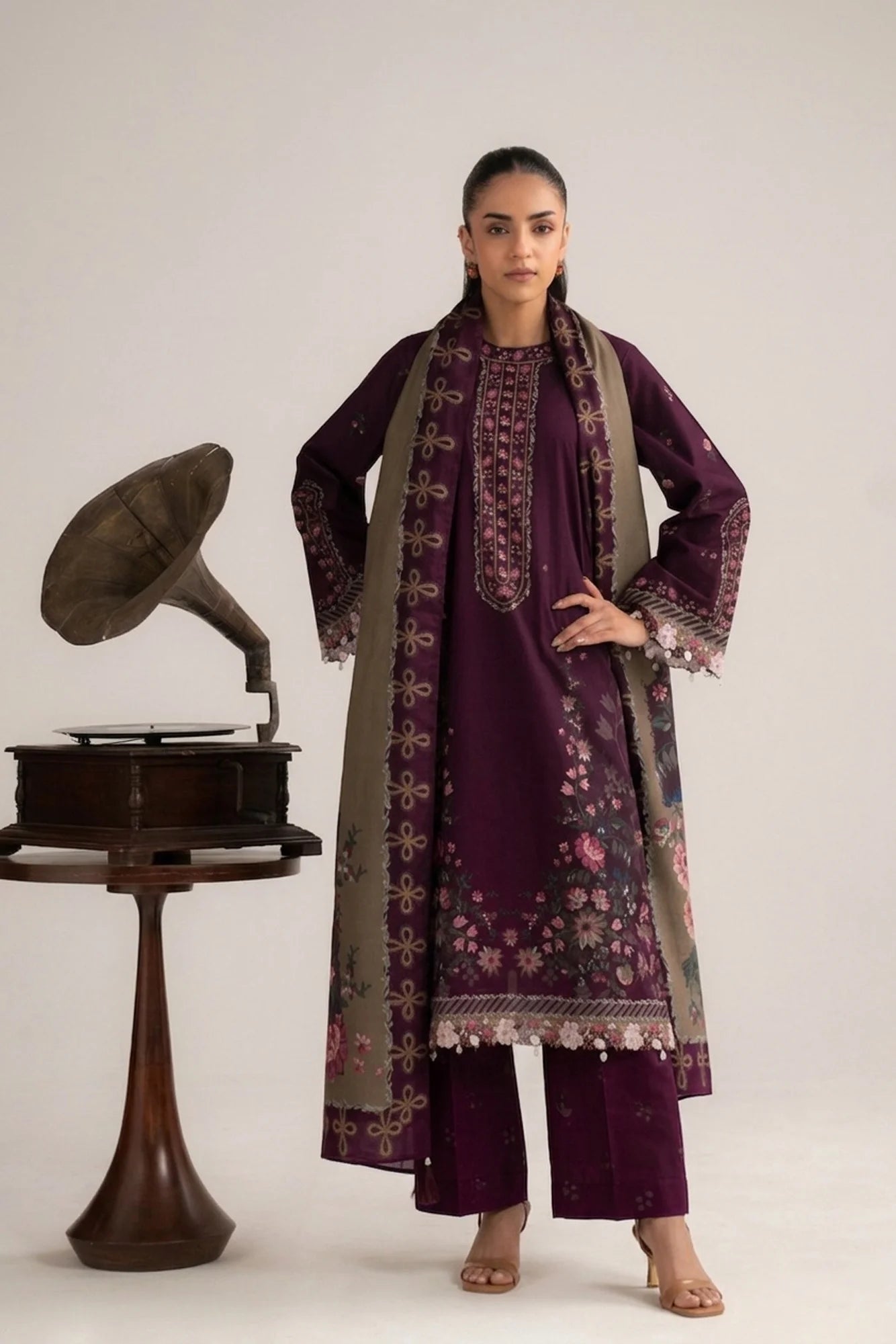 3 Piece Printed Linen Suit