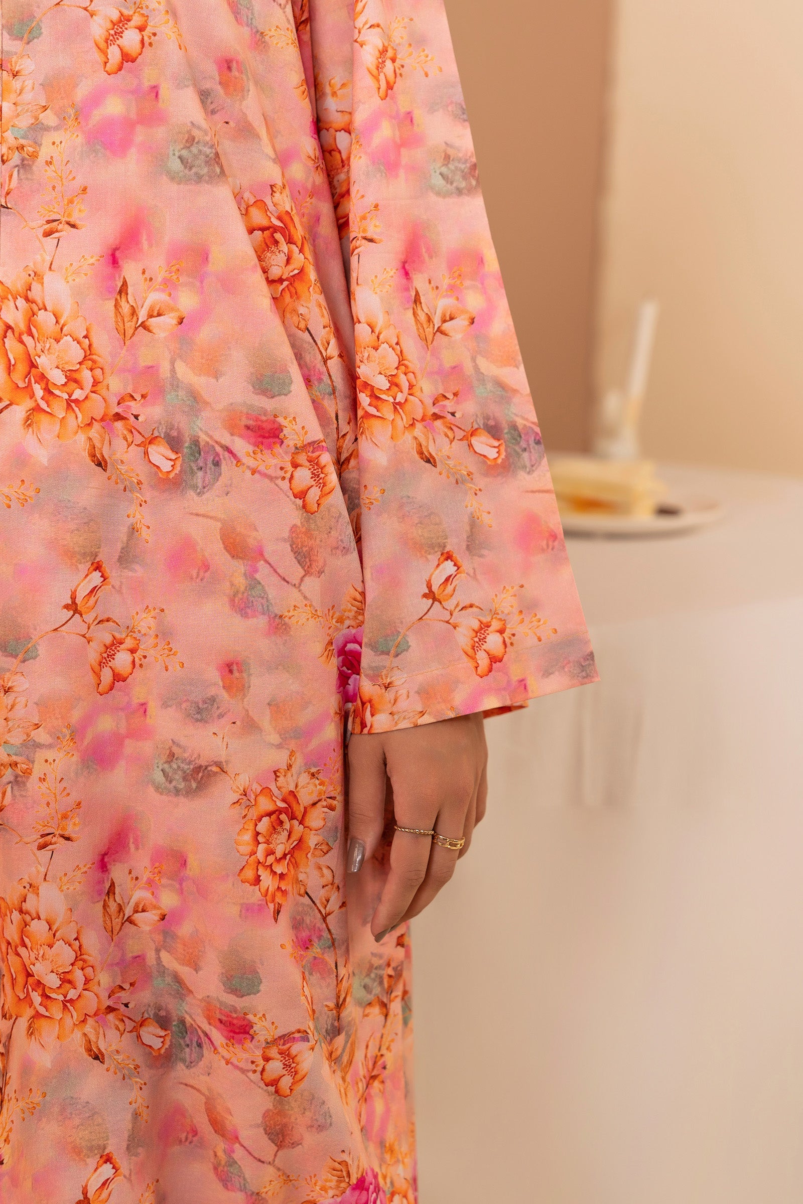 1 PC Printed Suit Peach color