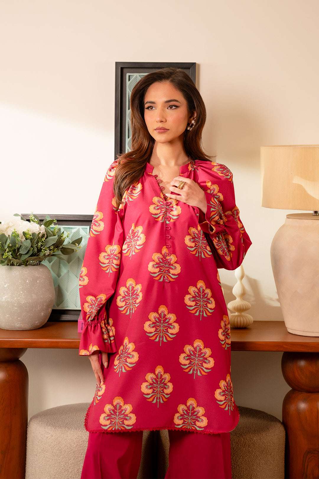 1 Piece Printed Cambric Shirt – breathable and stylish summer wear for ladies in Pakistan.