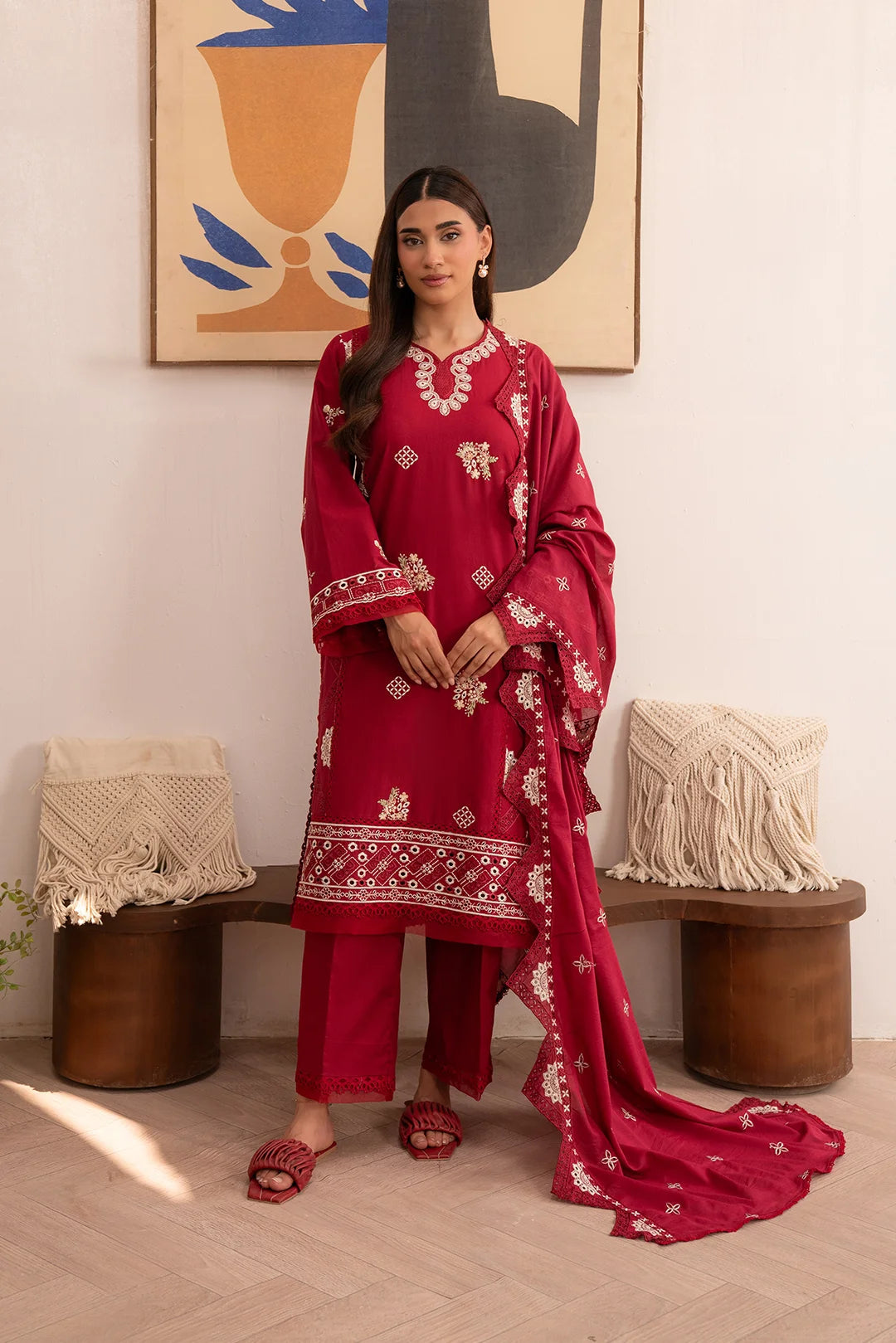 3 Piece Embroidered Lawn Suit Unstitched Summer - 25