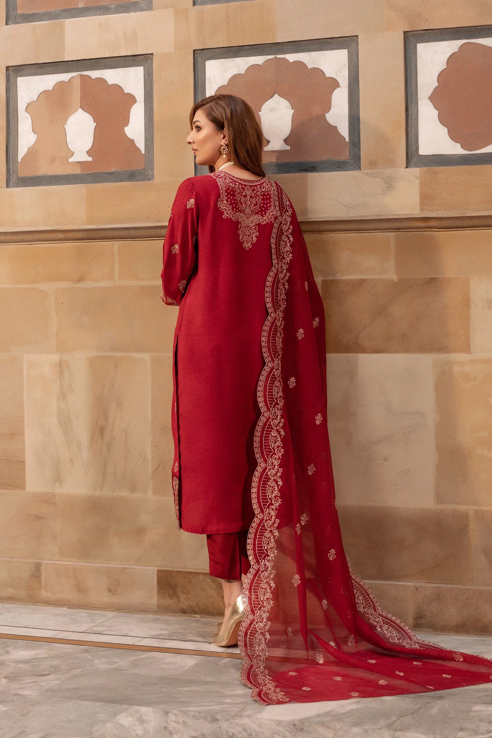3 Piece Embroidered Viscose Suit Pret SS - 25
