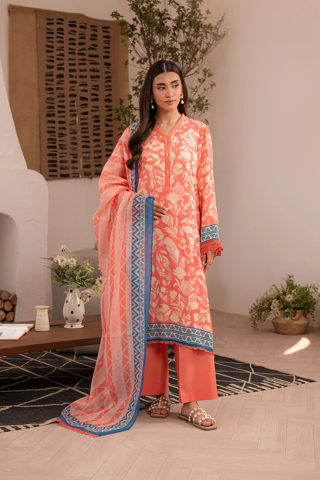 2 Piece Printed Linen Suit