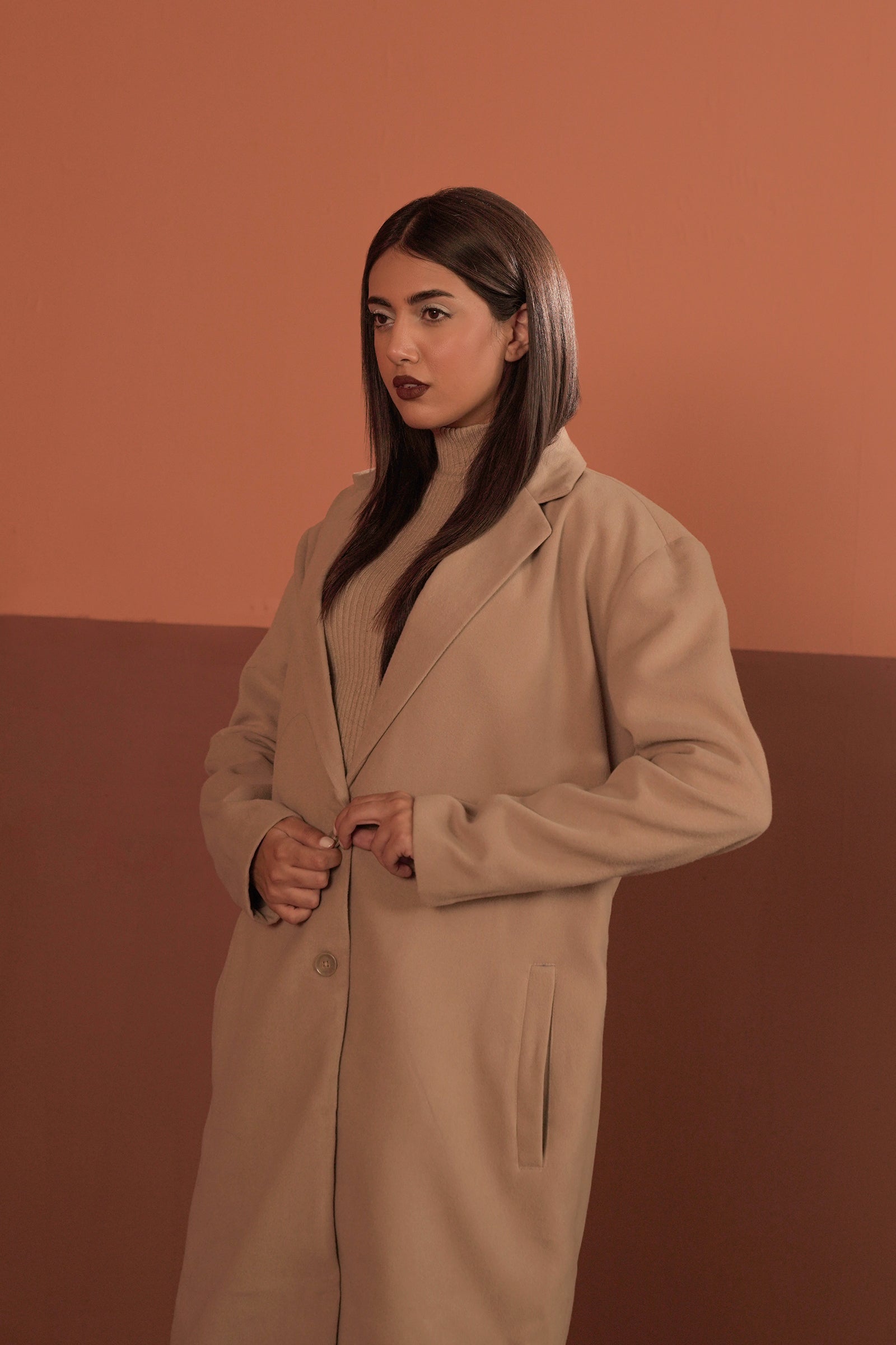 Notch Collar Wool Blend Coat Beyond East Official
