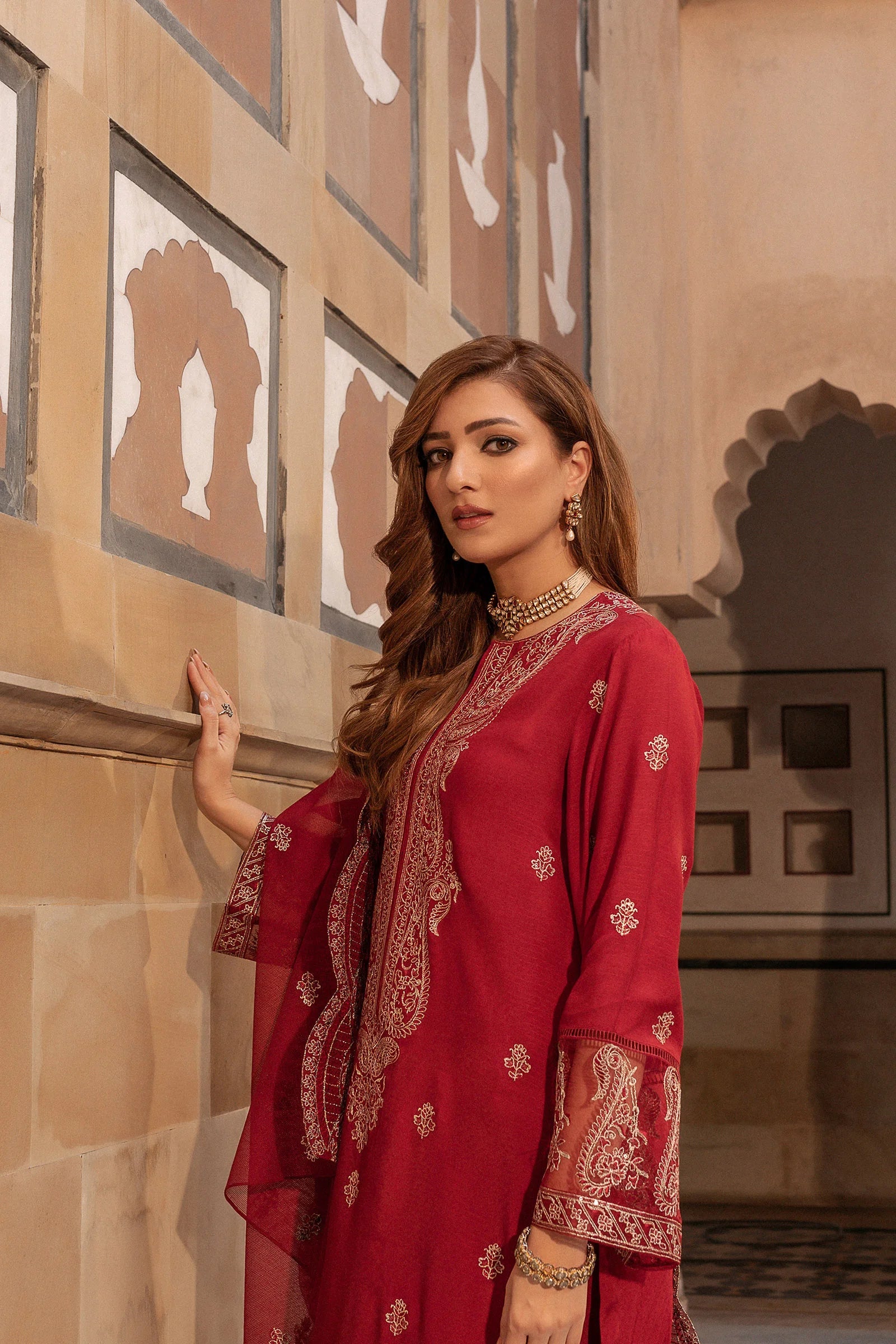 3 Piece Embroidered Viscose Suit Pret SS - 25