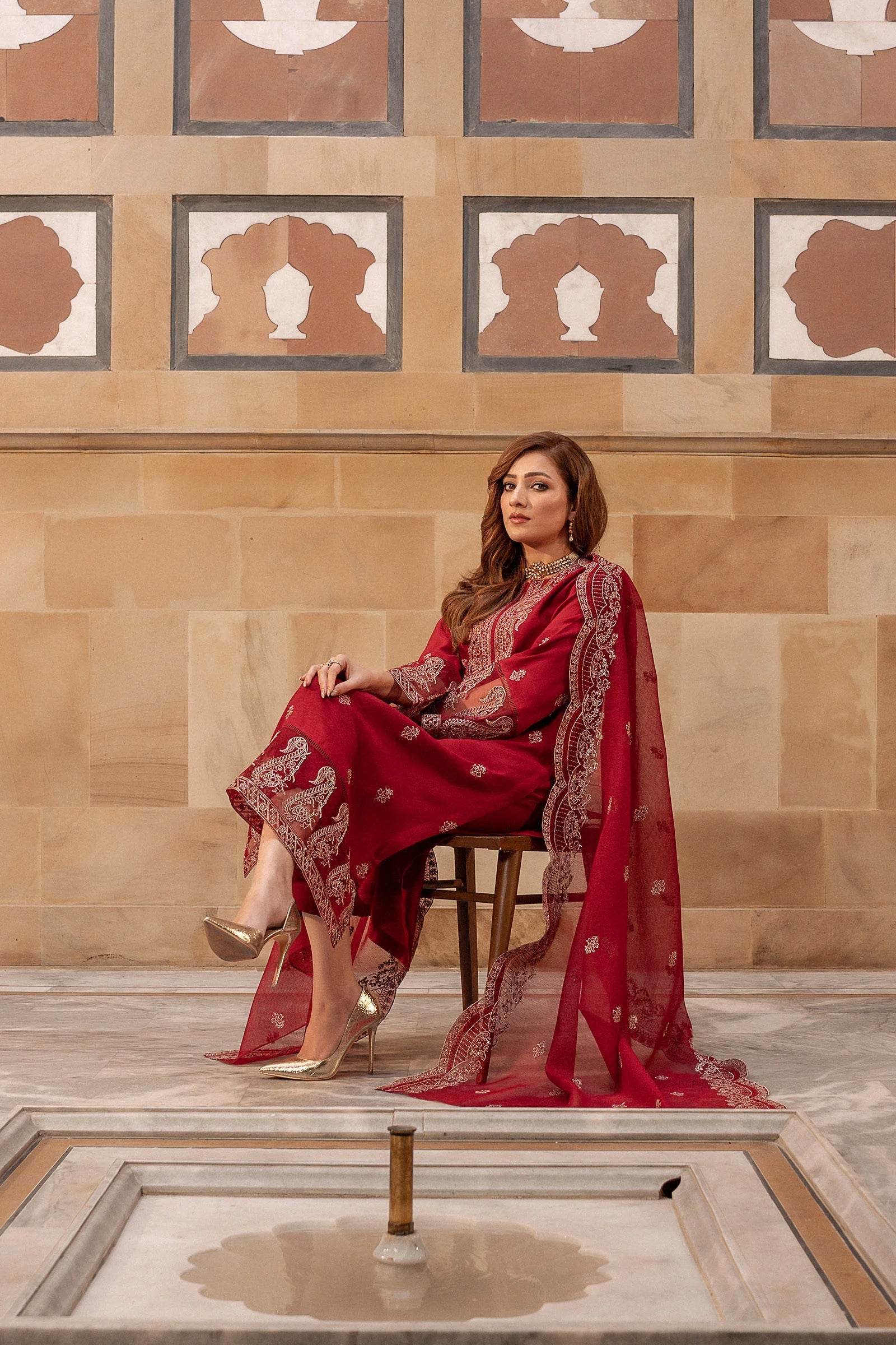 3 Piece Embroidered Viscose Suit Pret SS - 25