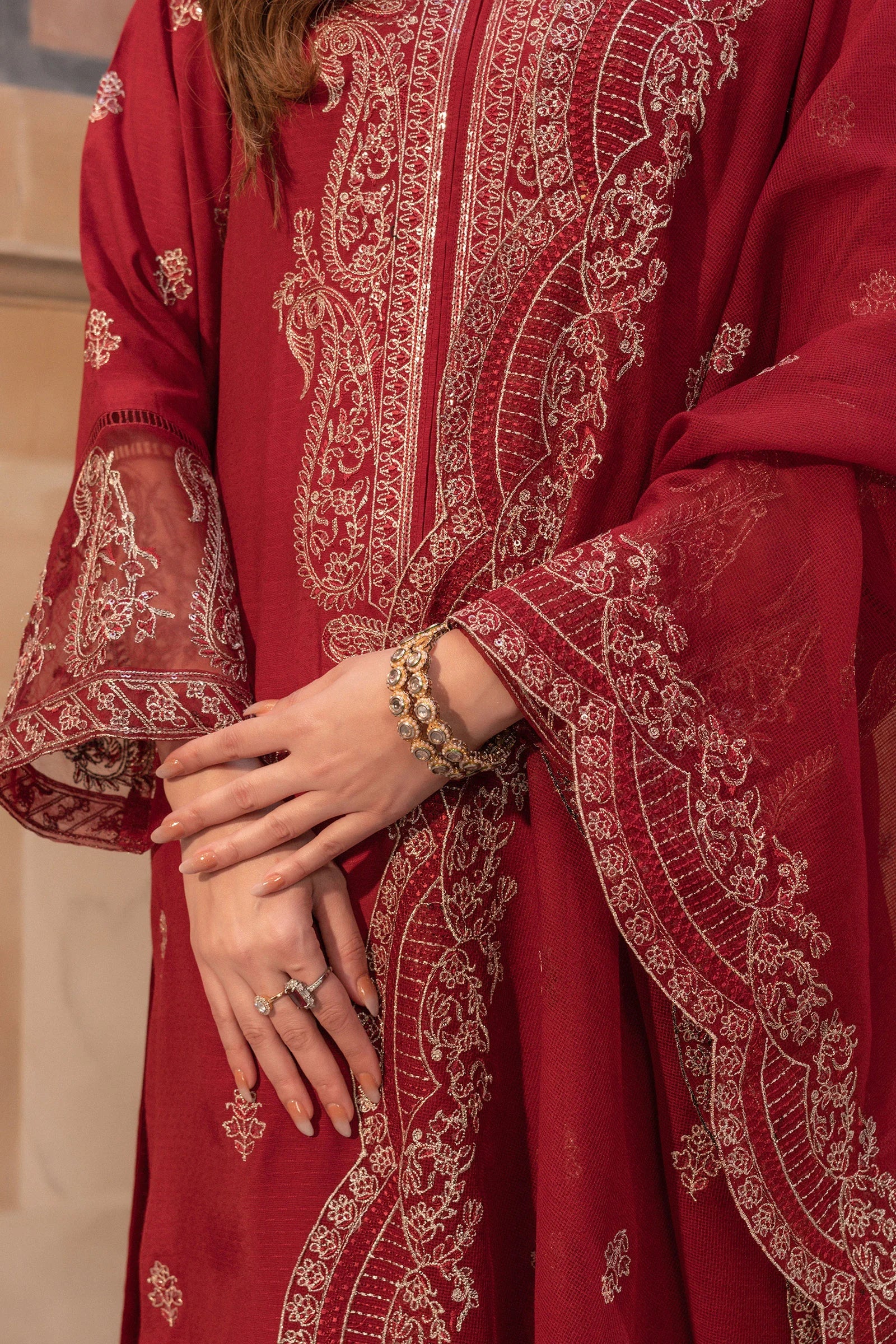 3 Piece Embroidered Viscose Suit Pret SS - 25