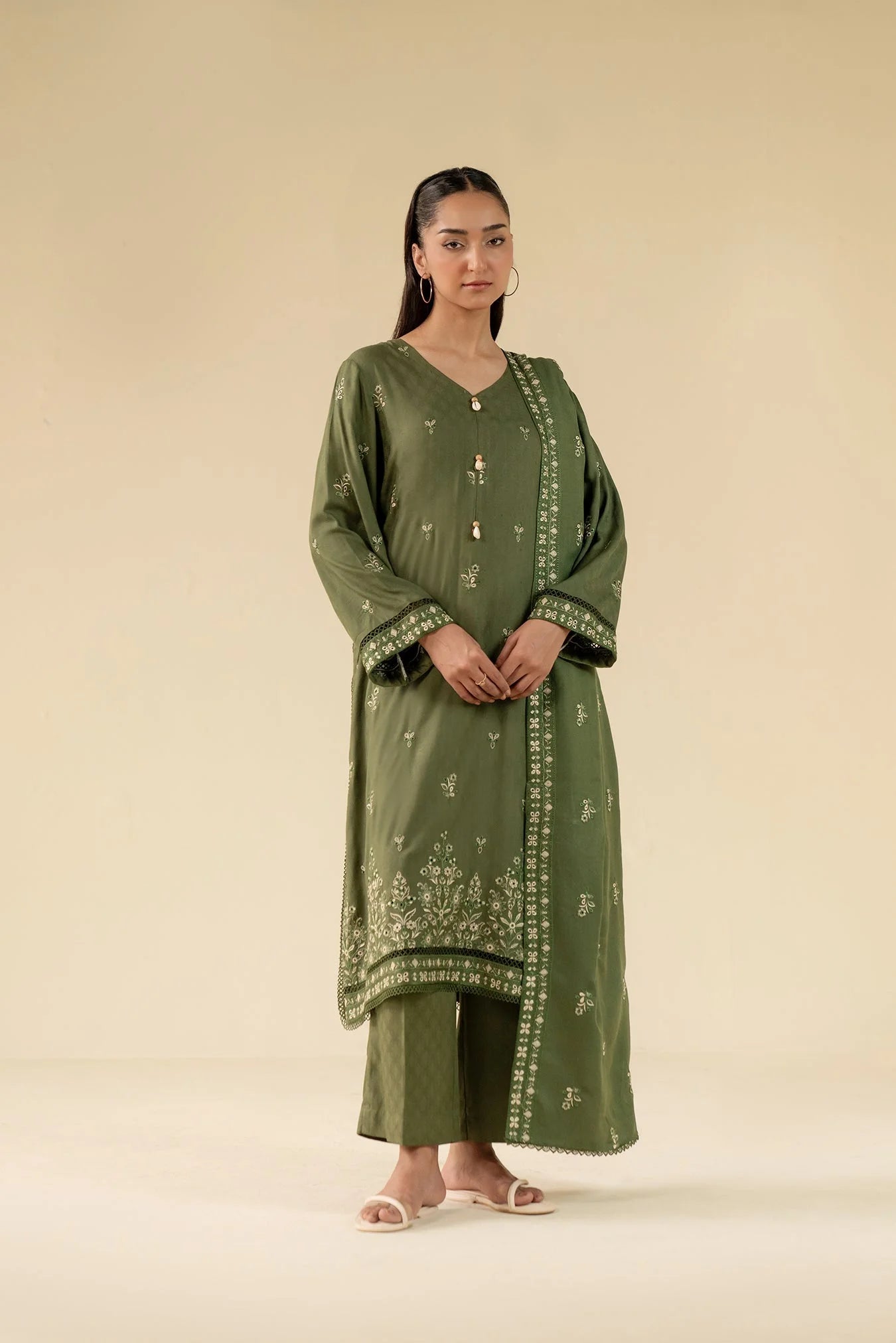3 Piece Embroidery Dobby Suit Unstitched Winter-24