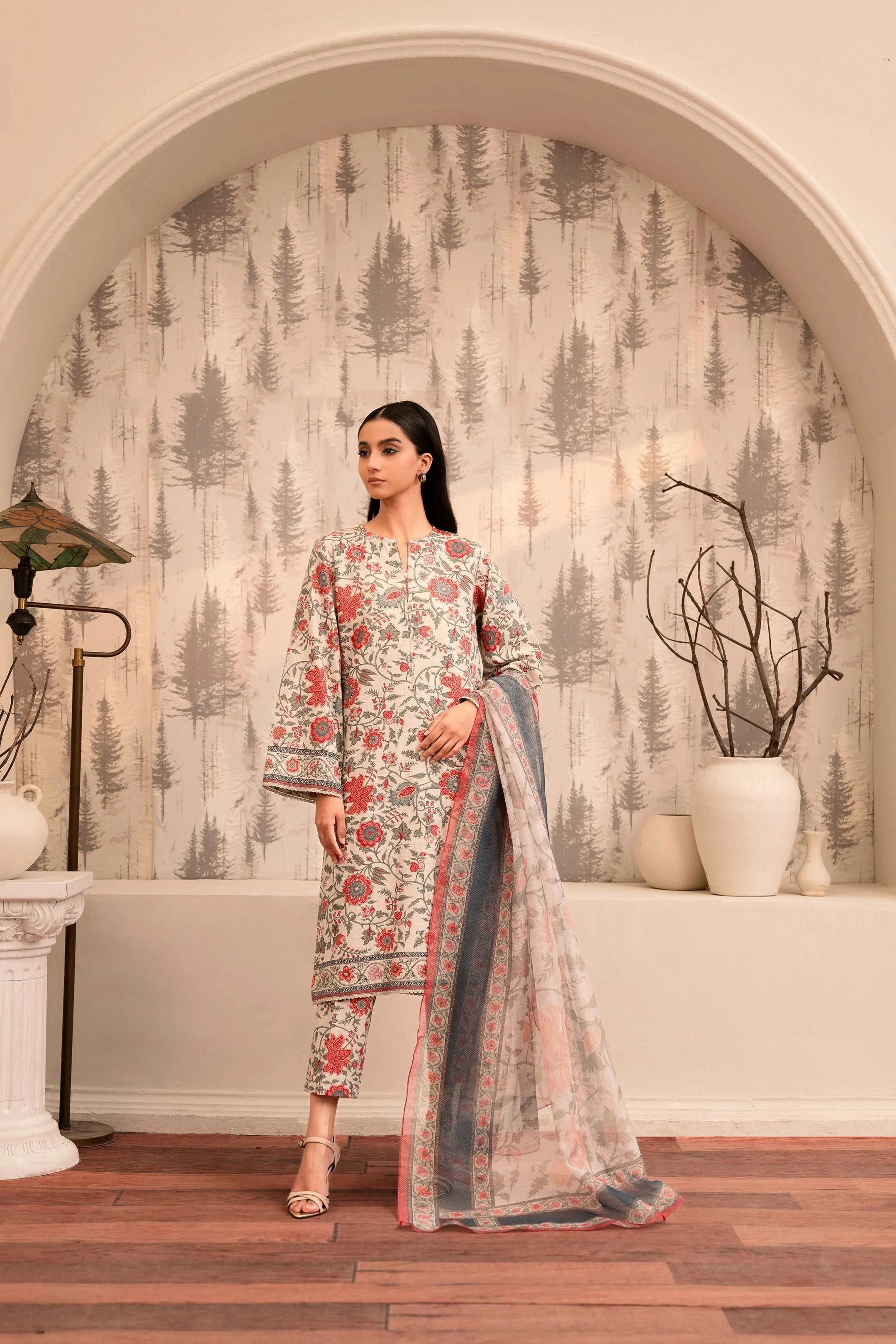 3 Piece Printed Khaddar Suit Pret Winter-24