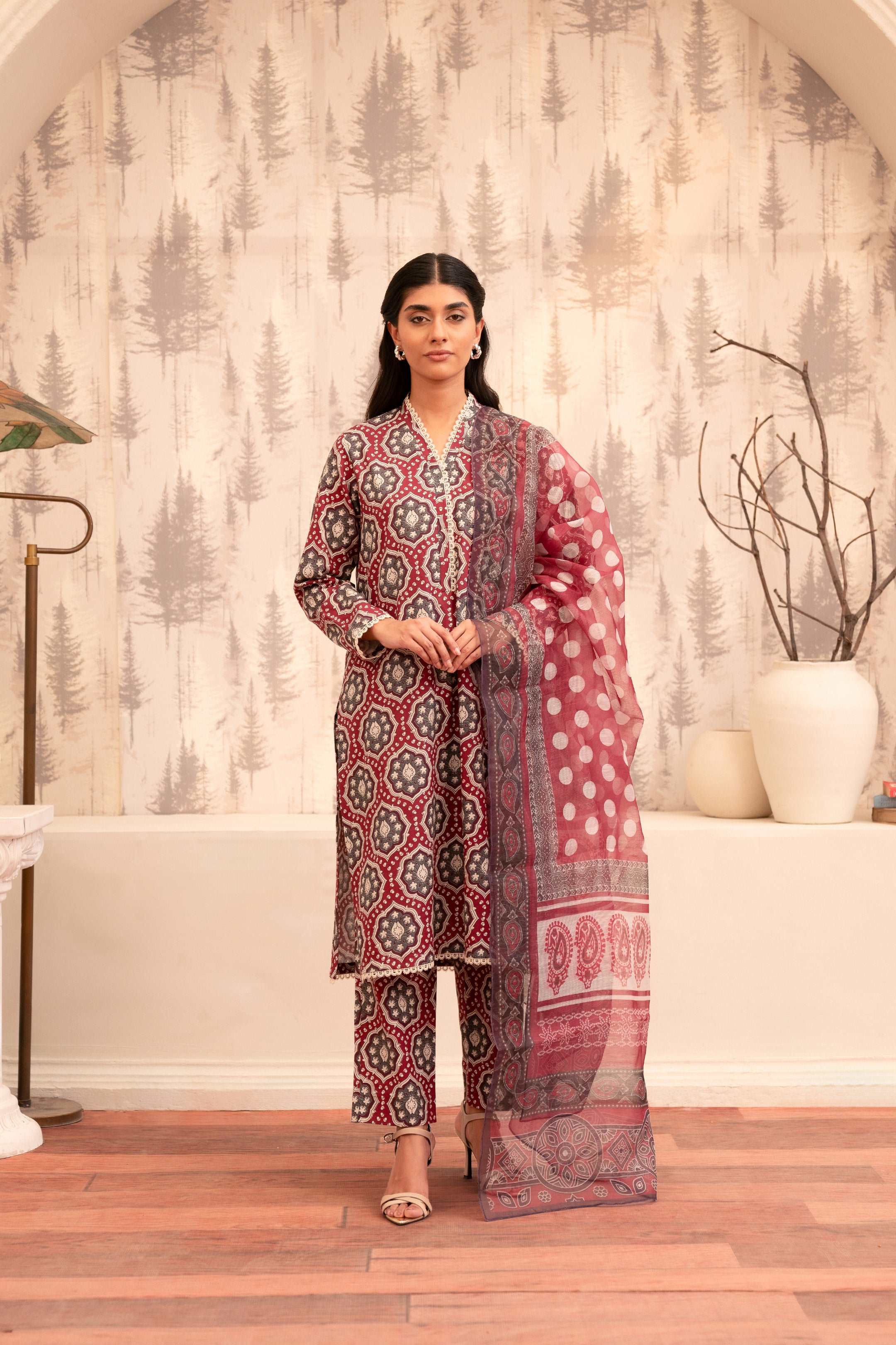 3 Piece Printed Khaddar Suit Multi Color