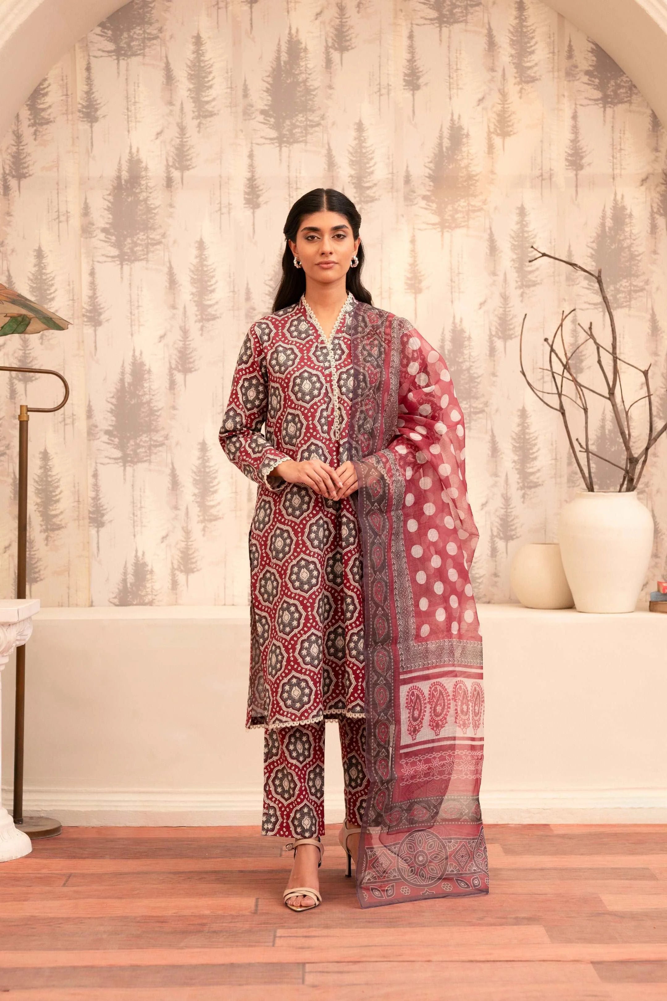 3 Piece Printed Khaddar Suit Pret Winter-24