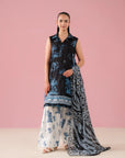 3 Piece Printed Lawn Suit with chiffon dupatta – stylish embroidered organza border dress for women in Saddar Rawalpindi
