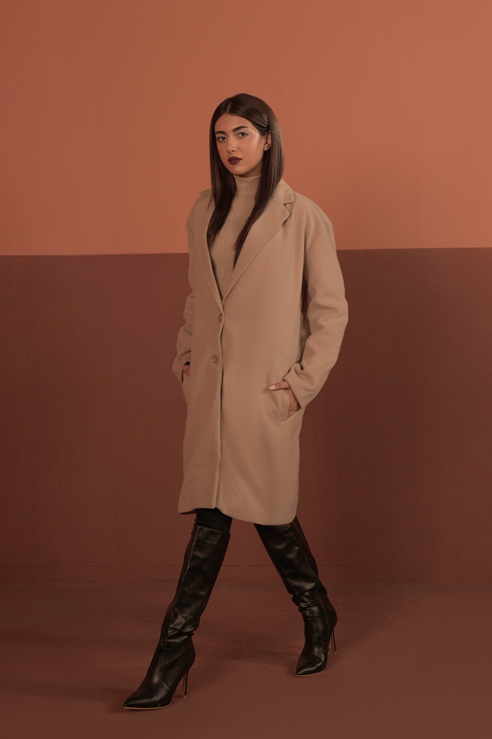 Notch Collar Wool Blend Coat Beyond East Official
