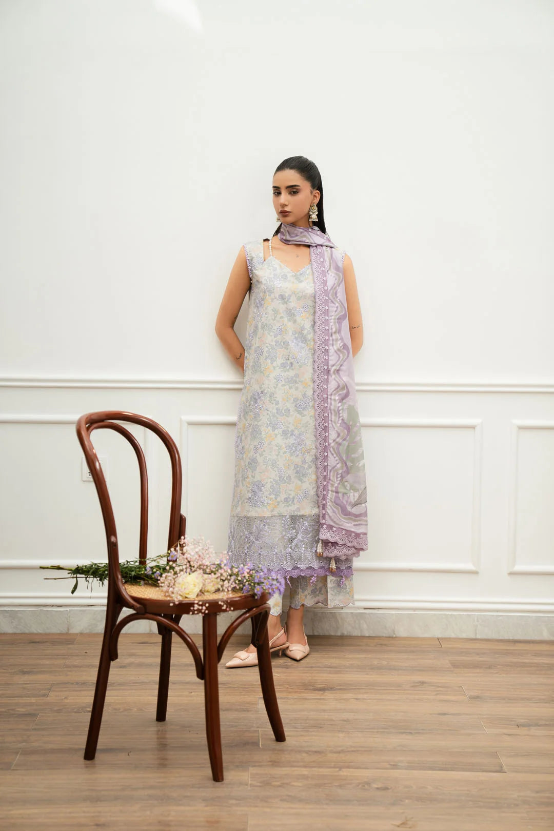 3 piece unstitched cream lawn suit women summer casual Eid wear Pakistan Meher Vol 2 Beyond East 2026