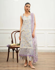 3 piece unstitched lawn suit cream base lilac floral print summer 2026 Pakistan Beyond East Meher Vol 2