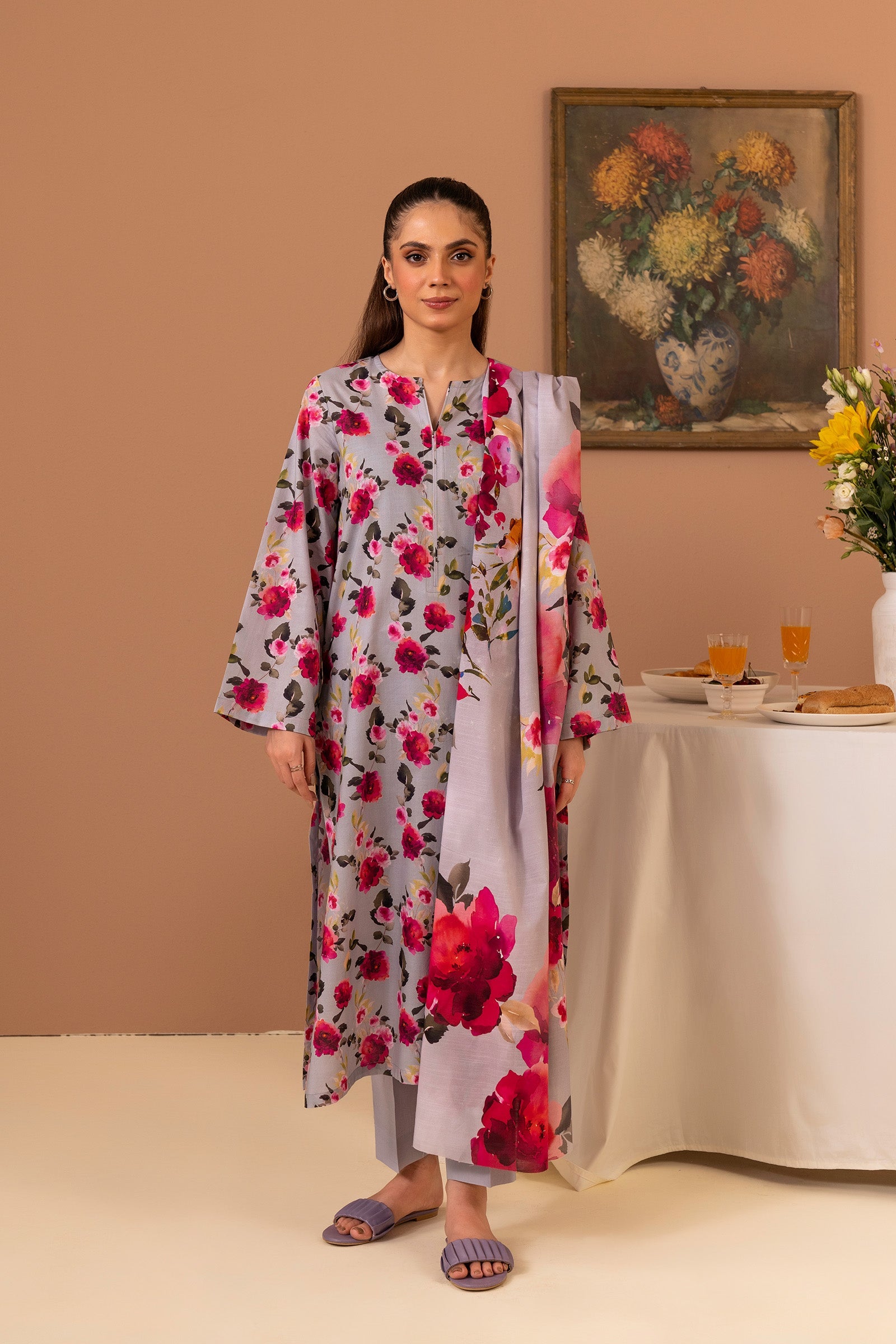 1 PC Printed Suit (Unstitched) Beyond East Official