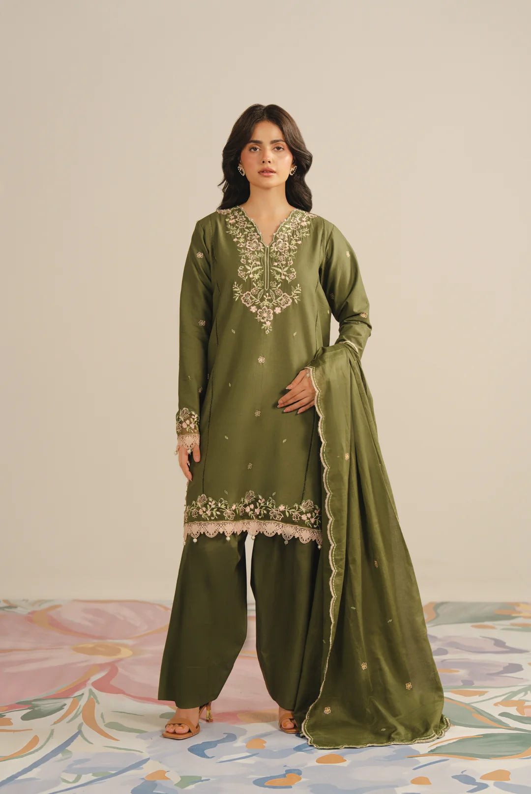 3 Piece Embroidered Lawn Suit Unstitched - 26
