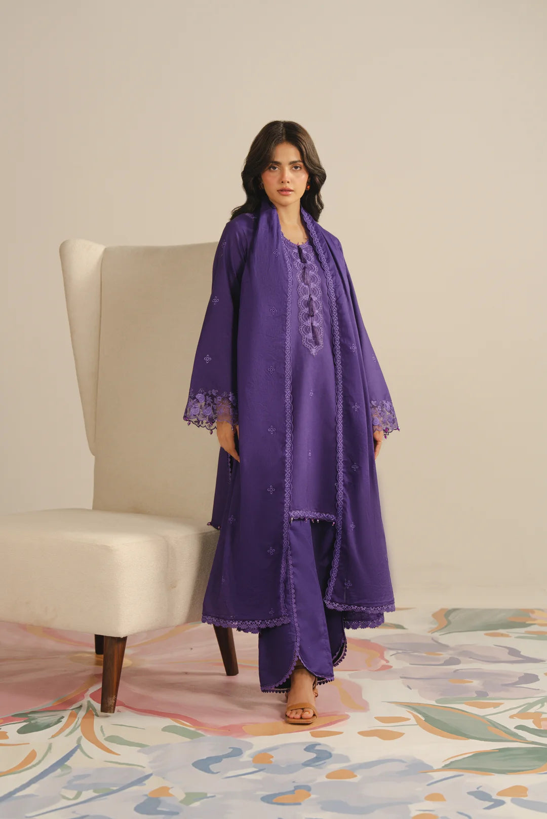 3 Piece Embroidered Lawn Suit Unstitched - 26