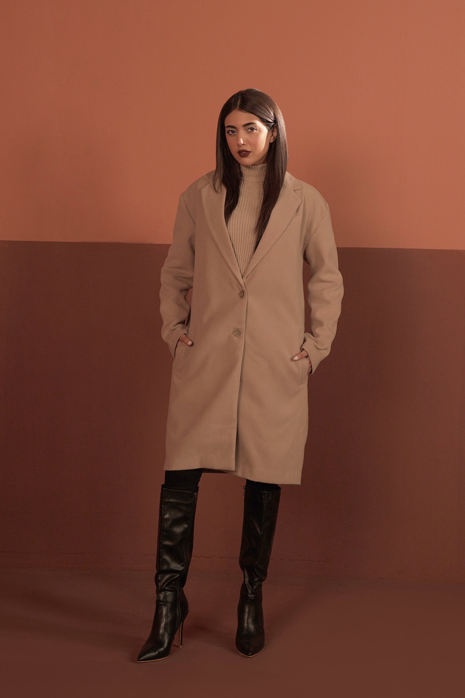 Notch Collar Wool Blend Coat Beyond East Official