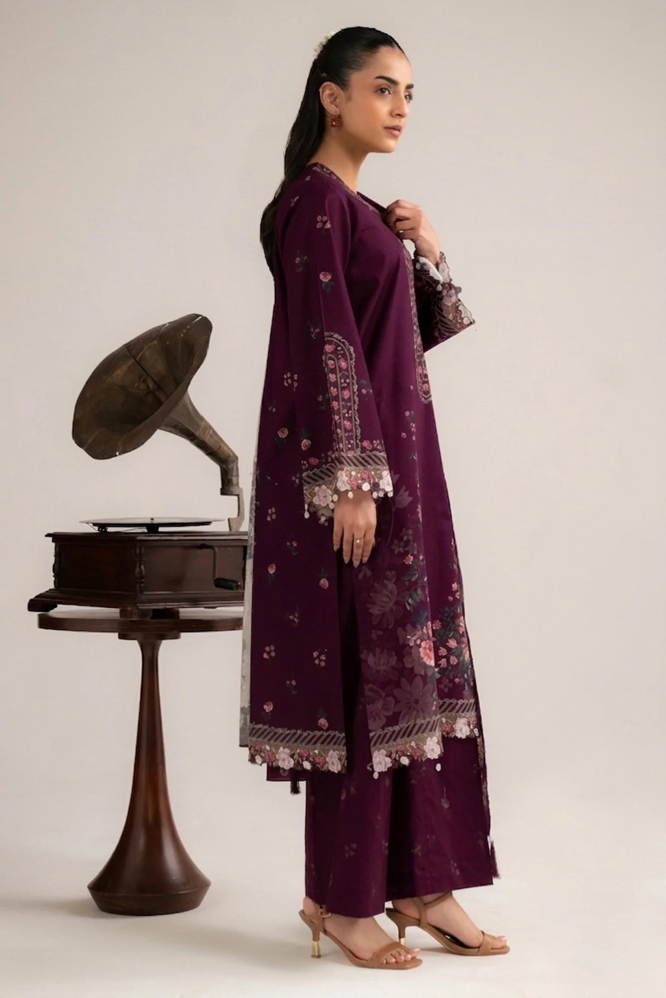 3 Piece Printed Linen Suit