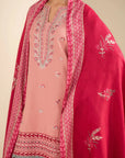Back view of unstitched khaddar shirt in light pink with clean fall and winter texture