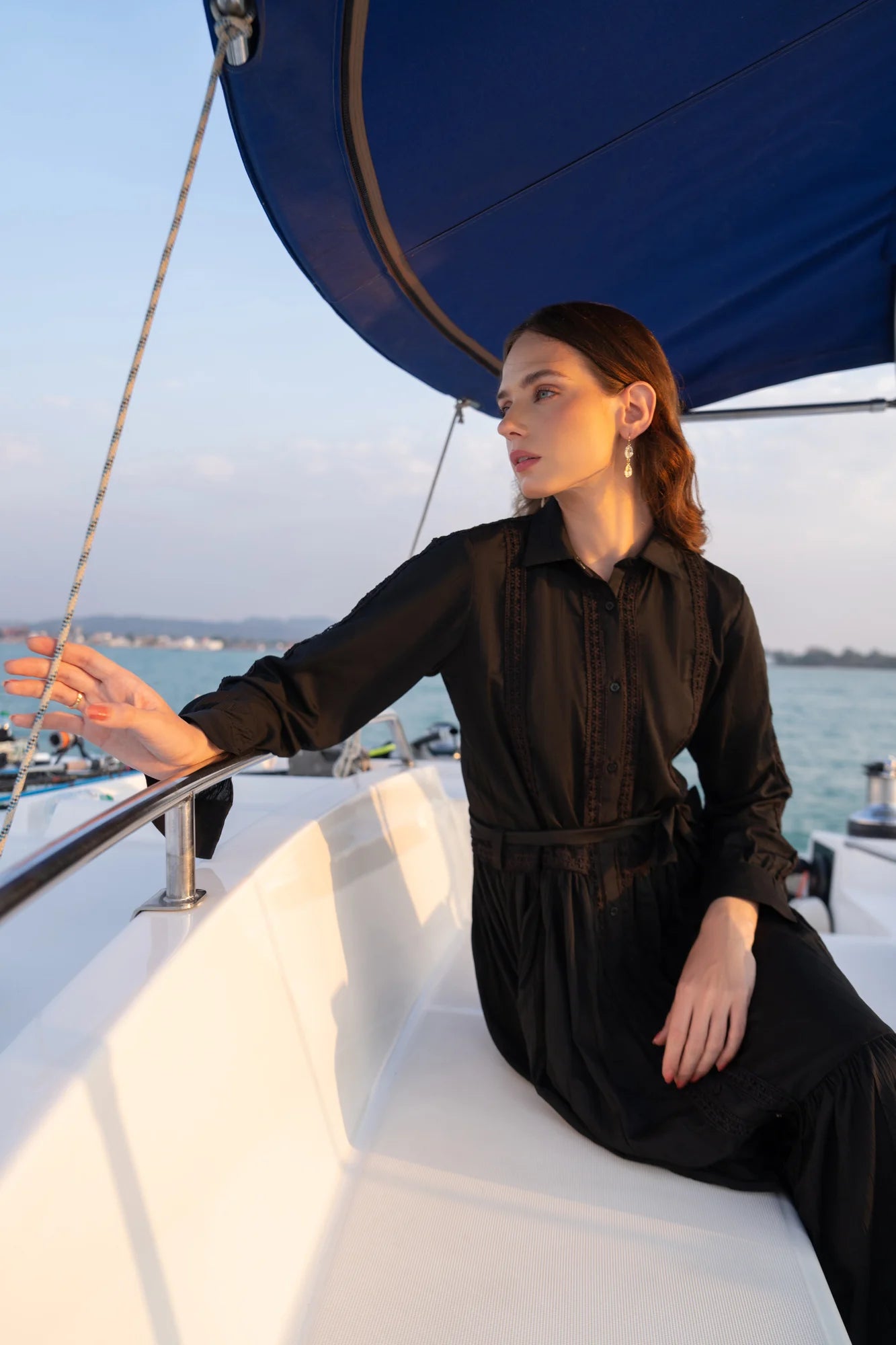 Black frock dress women side view ready to wear Beyond East
