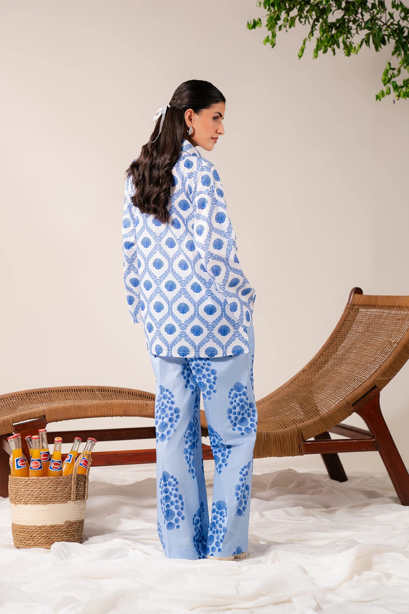 Blue co ord set for women in printed lawn – 2 piece summer dress ideal for daily wear, travel, and semi-formal styling in Pakistan