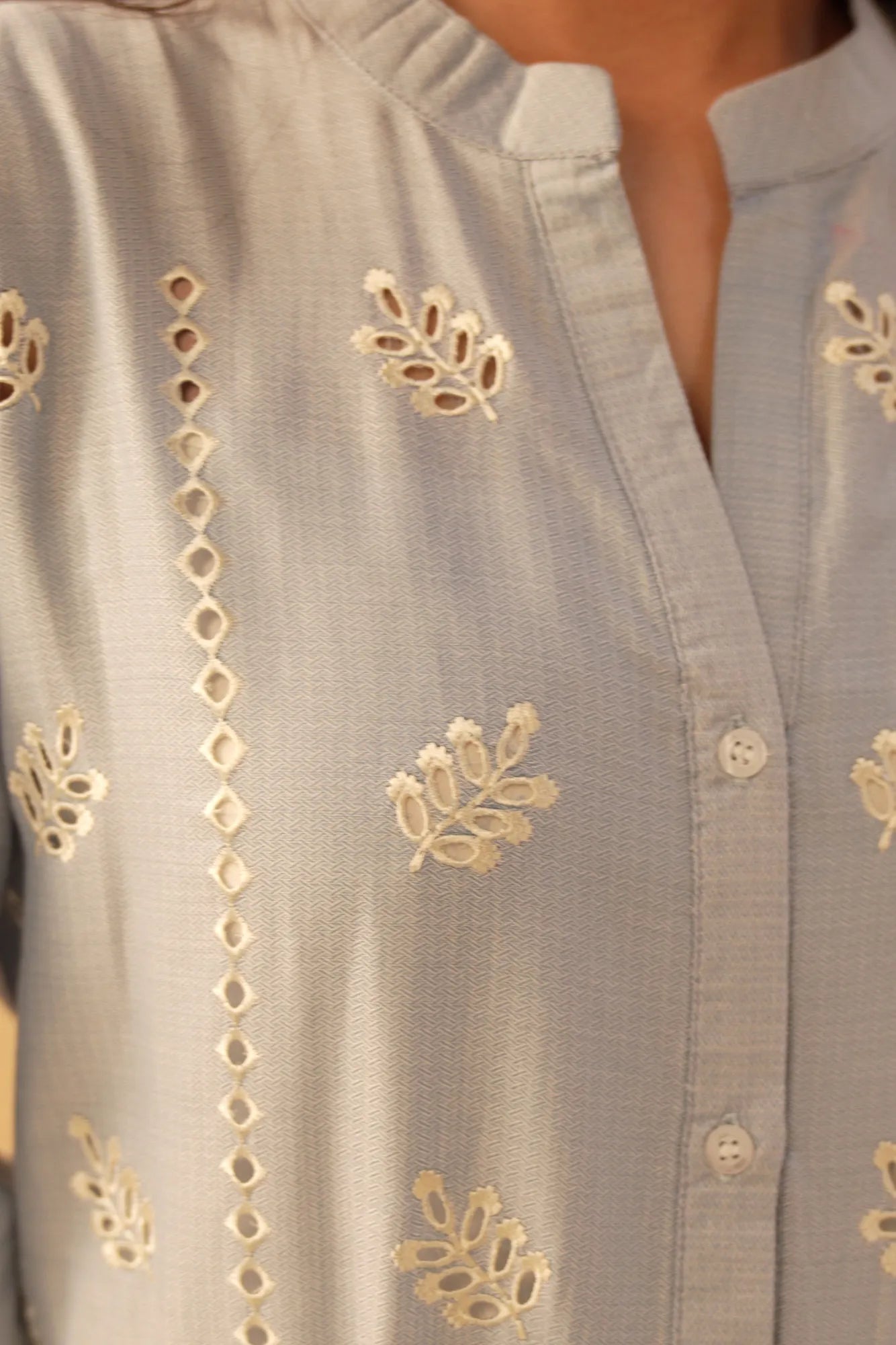 Blue embroidered kurta