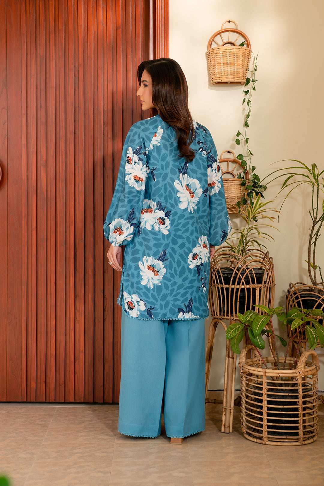 Blue printed cambric kurti – breathable and stylish women’s outfit for summer and spring.