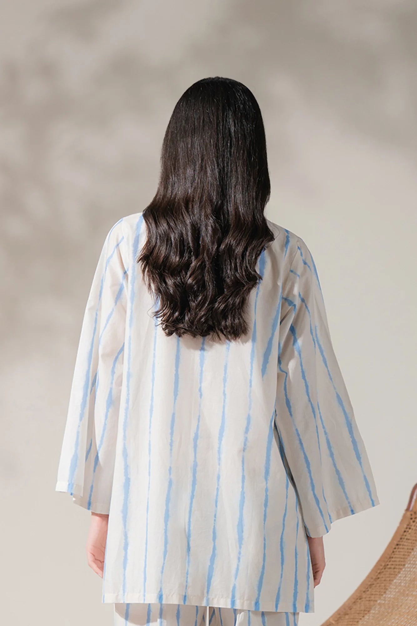 Button Down Cambric Shirt for Women in Blue Stripes – 1 Piece Casual Outfit