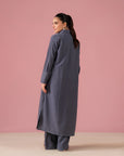 Buy 2-piece textured co-ord set with classic collar button-down shirt and comfortable wide-leg trousers for women